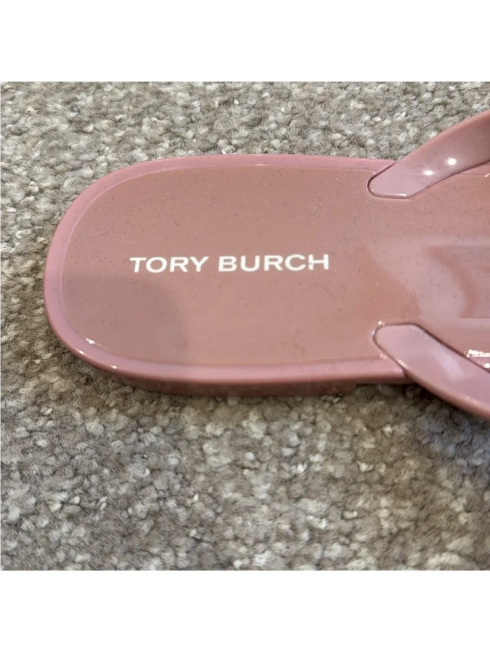Tory Burch Glossy Pink Logo Flip Flop Sandals Size 9